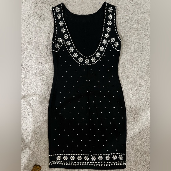 A.j bari Black scoop back cocktail jeweled dress - Picture 2 of 3
